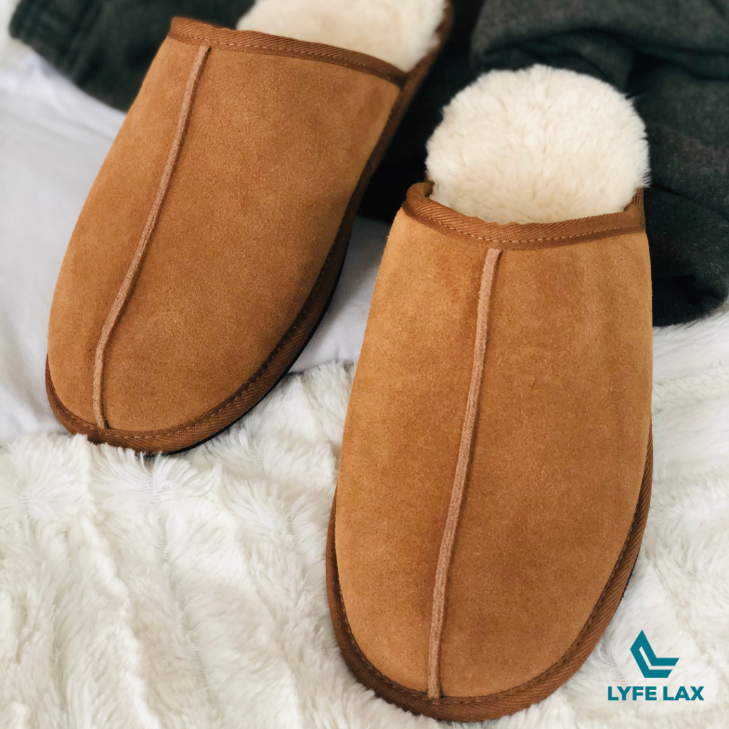 wheat colored suede slippers for men from Lyfe Lax