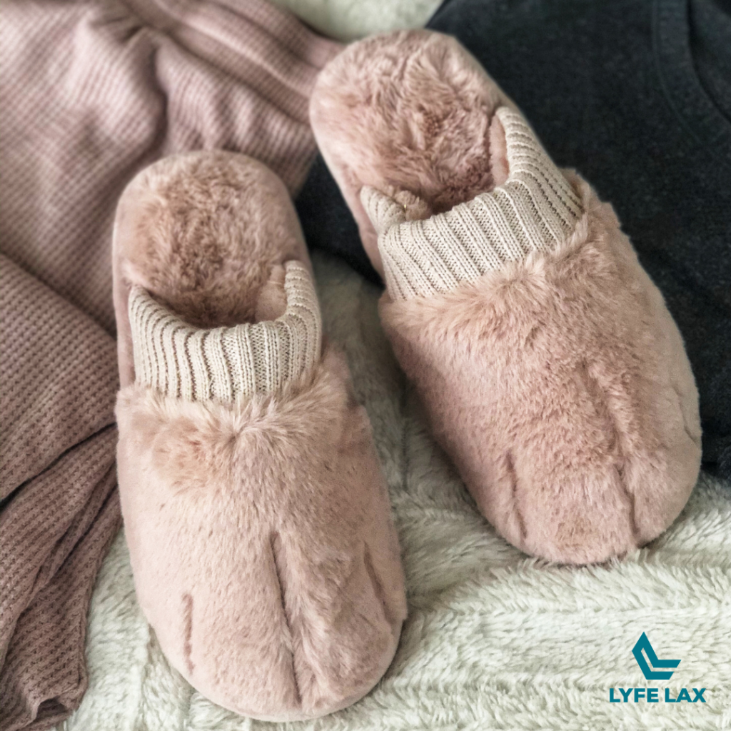 pink cotton slippers from Lyfe Lax